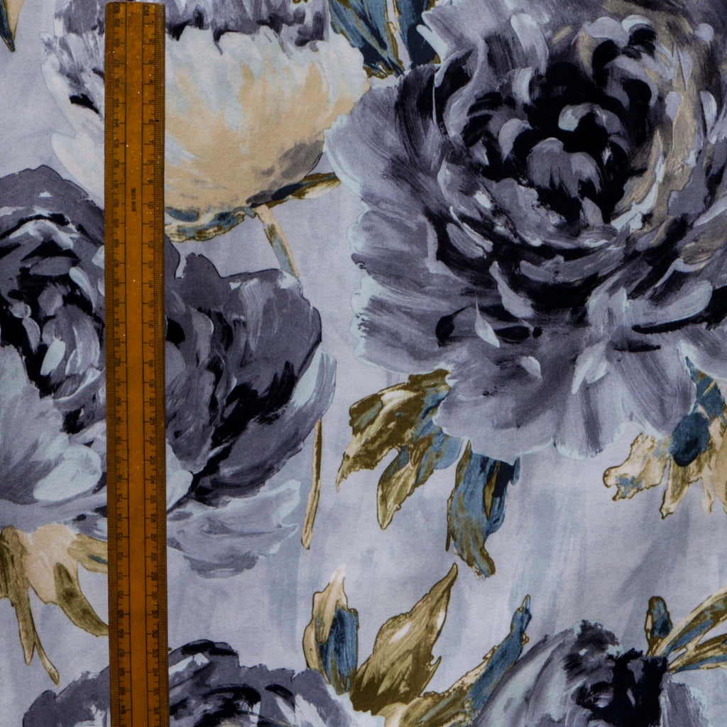 Grey Midnight Garden Printed Velvet Curtain Panels