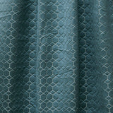 Teal N Silver Hexagon Jacquard Quilt Look Curtain Panels