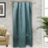 Teal N Silver Hexagon Jacquard Quilt Look Curtain Panels