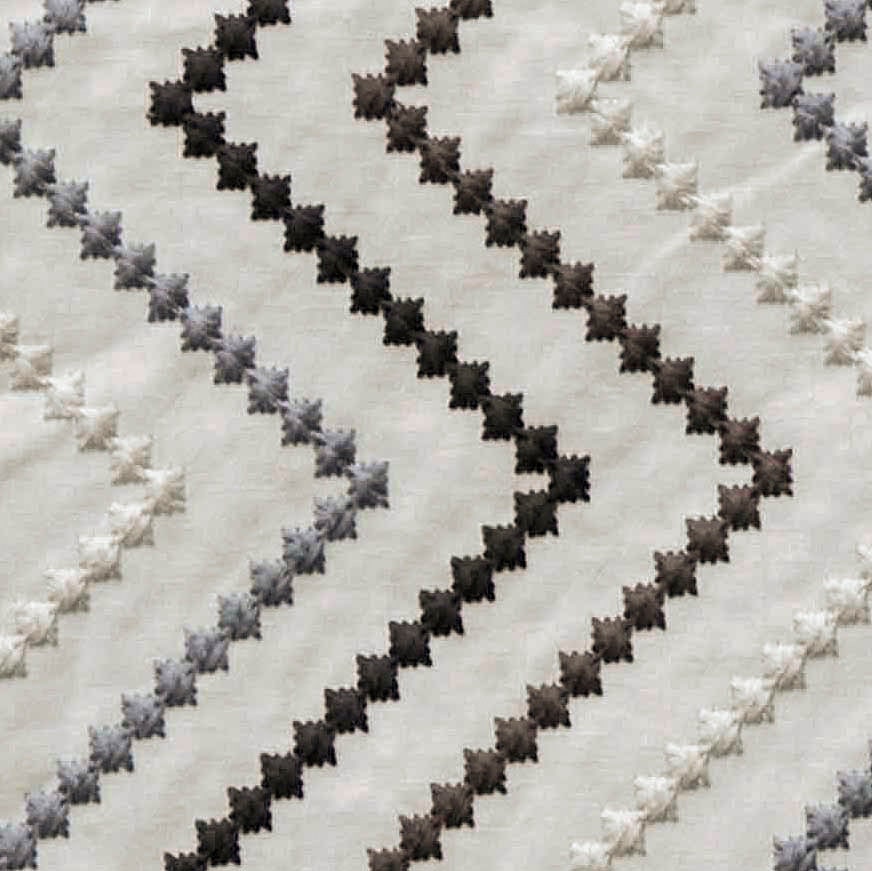 Charcoal Gray Cotton Embroidered Diamonds Curtain Panels