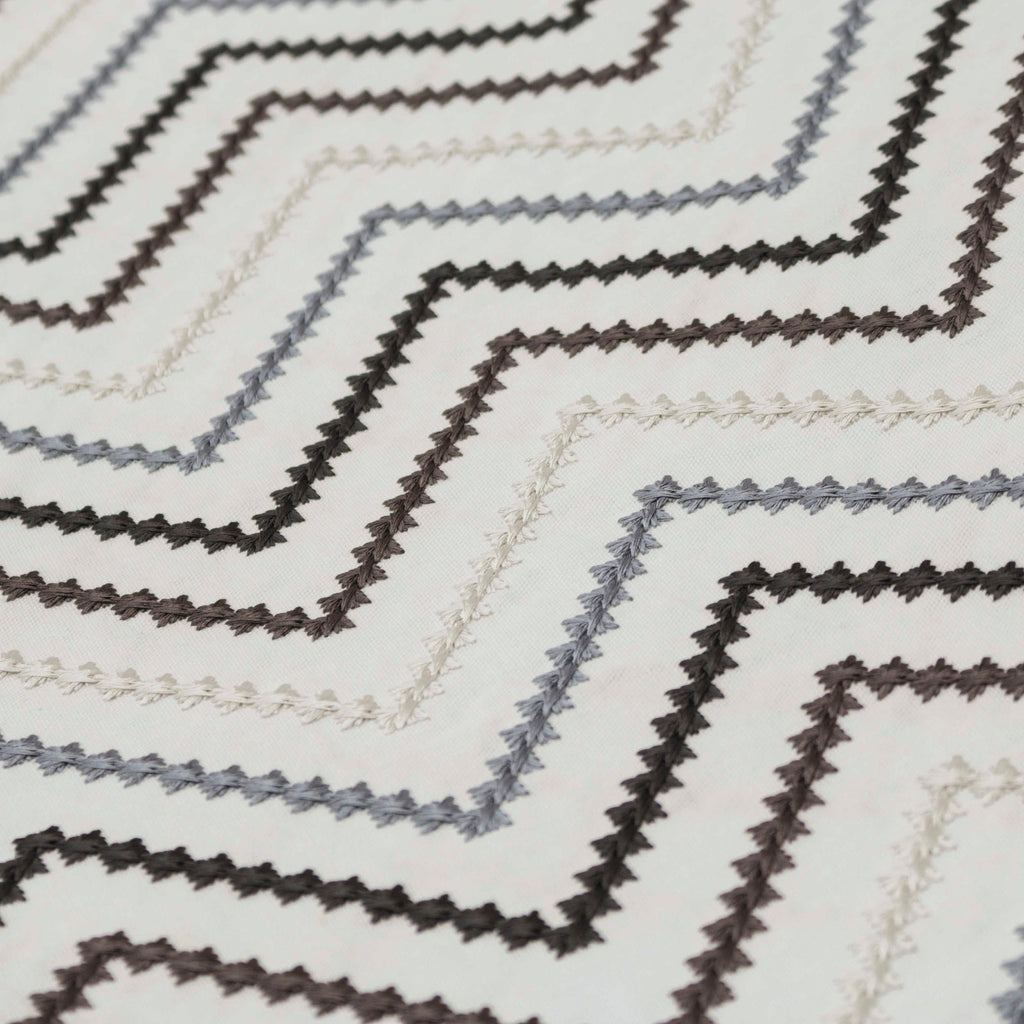 Charcoal Gray Cotton Embroidered Diamonds Curtain Panels