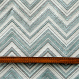 Teal Geometric Waves Jacquard Curtain Panels, Abstract