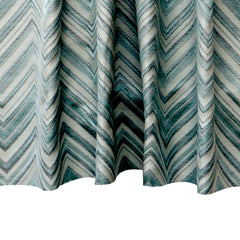 Teal Geometric Waves Jacquard Curtain Panels, Abstract