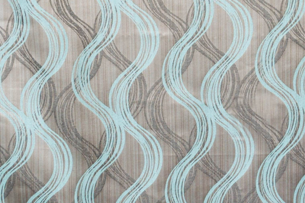 Aqua Stripes Jacquard Weave Curtain Panels, Swirl Curtains