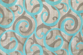 Aqua Scrolls Jacquard Fabric By The Metre