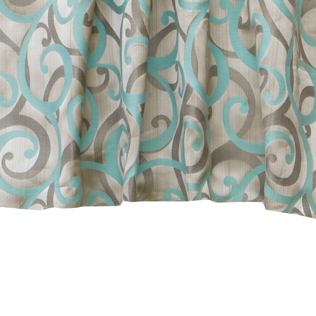 Aqua Scrolls Jacquard Fabric By The Metre