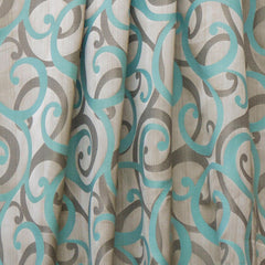 Aqua Scrolls Jacquard Weave Curtain Panels