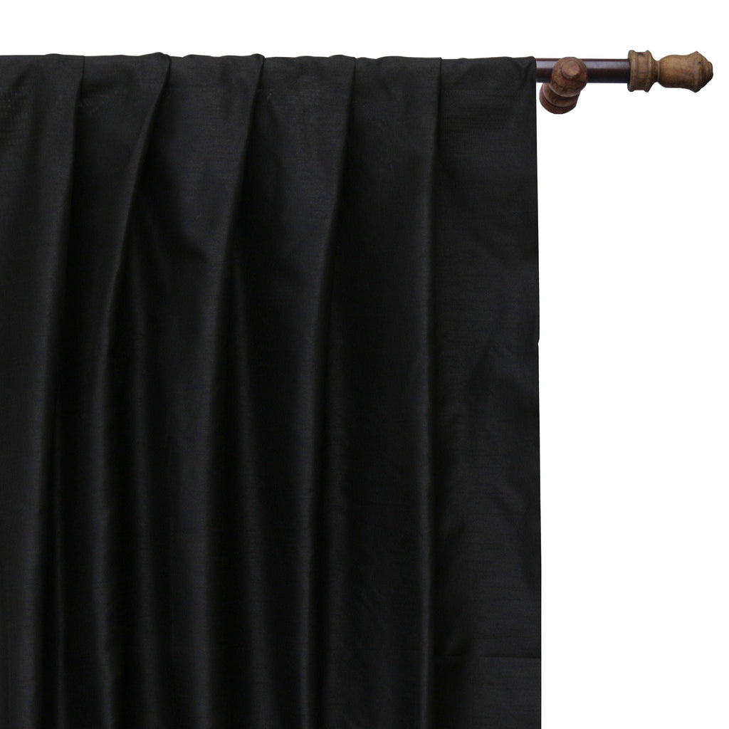Black Art Silk Curtain Panels