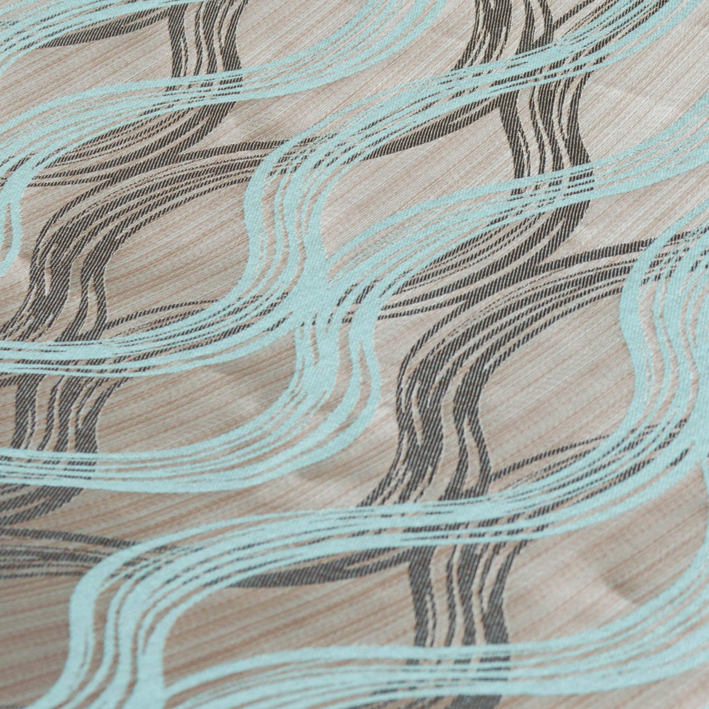 Aqua Stripes Jacquard Weave Curtain Panels, Swirl Curtains