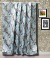 Aqua Stripes Jacquard Weave Curtain Panels, Swirl Curtains