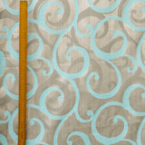 Aqua Scrolls Jacquard Weave Curtain Panels