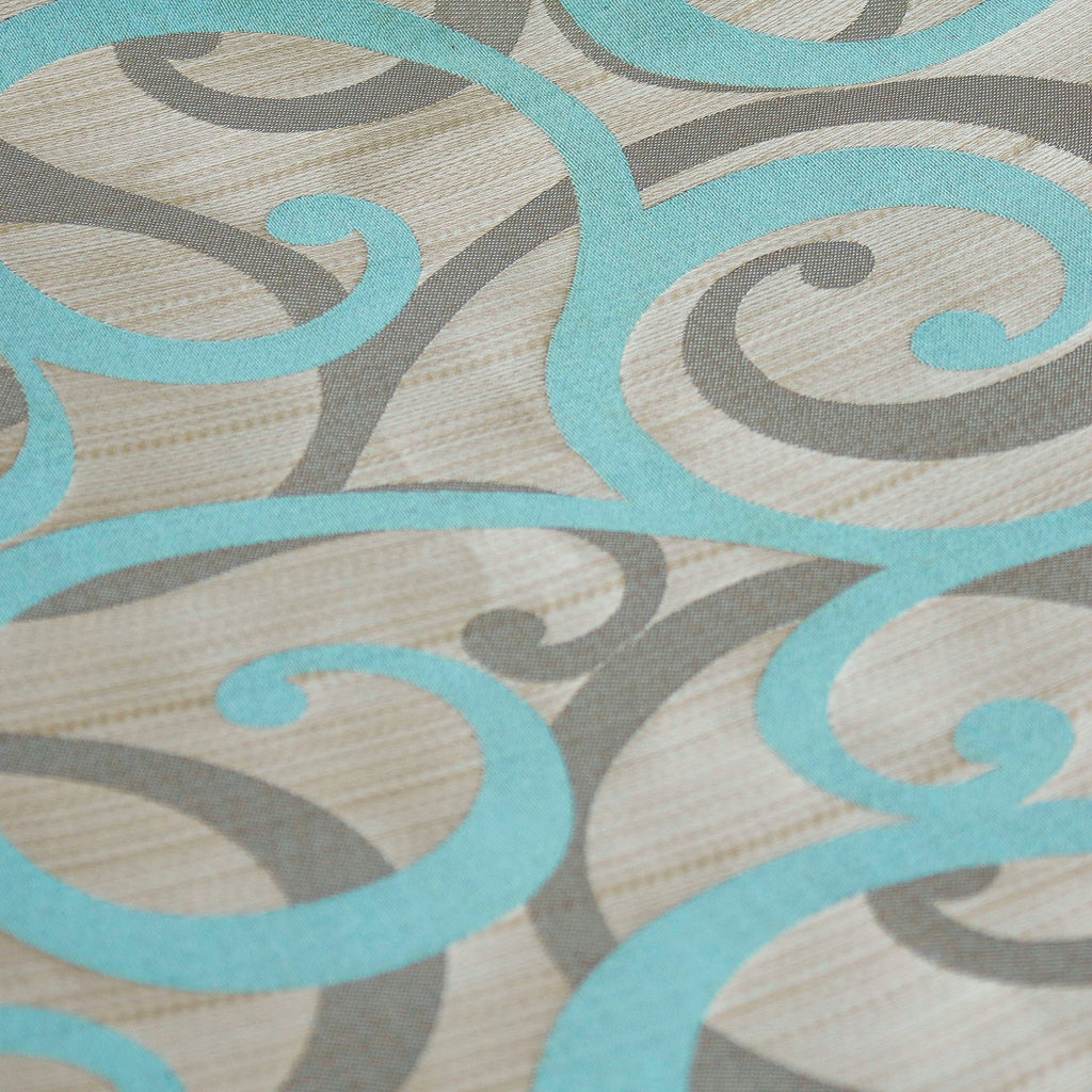 Aqua Scrolls Jacquard Fabric By The Metre