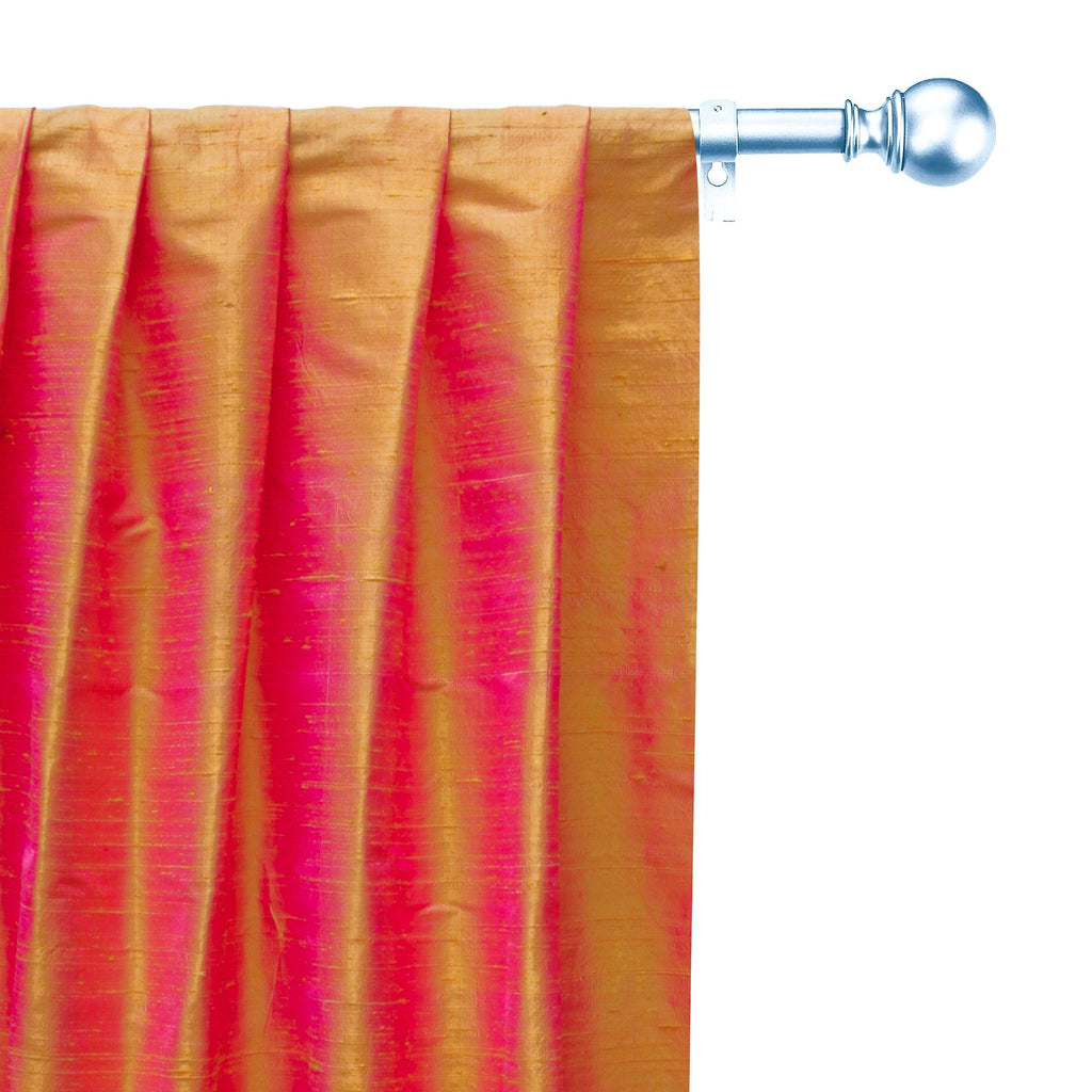 Pink And Yellow Silk Dupioni Curtain Panels