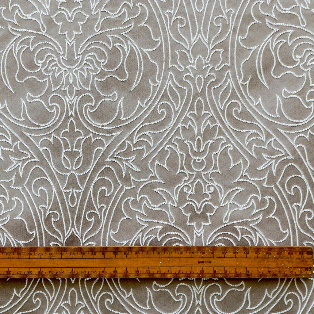 Damask Ornate Embroidered Polyester Weaved Curtain Panels