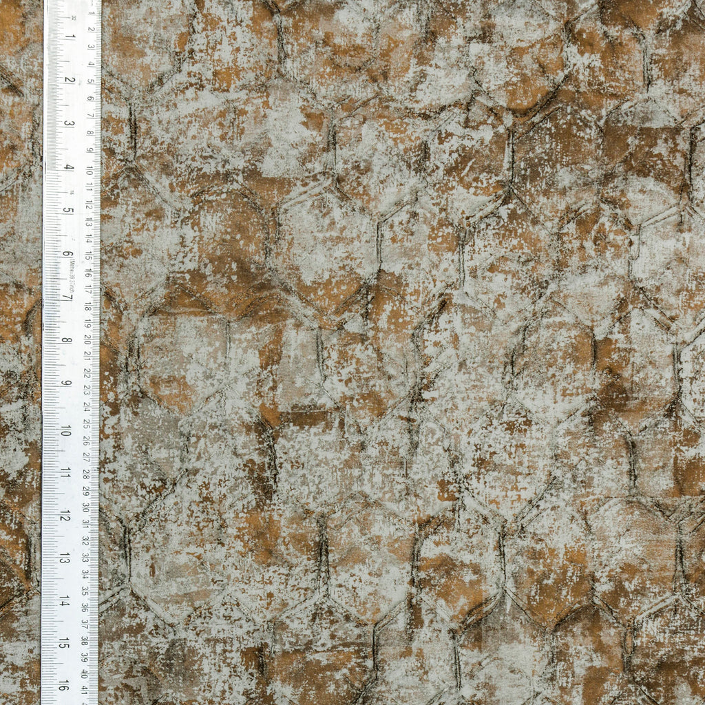 Antique Hexagons Foil Print Jacquard Textured Curtain Panels