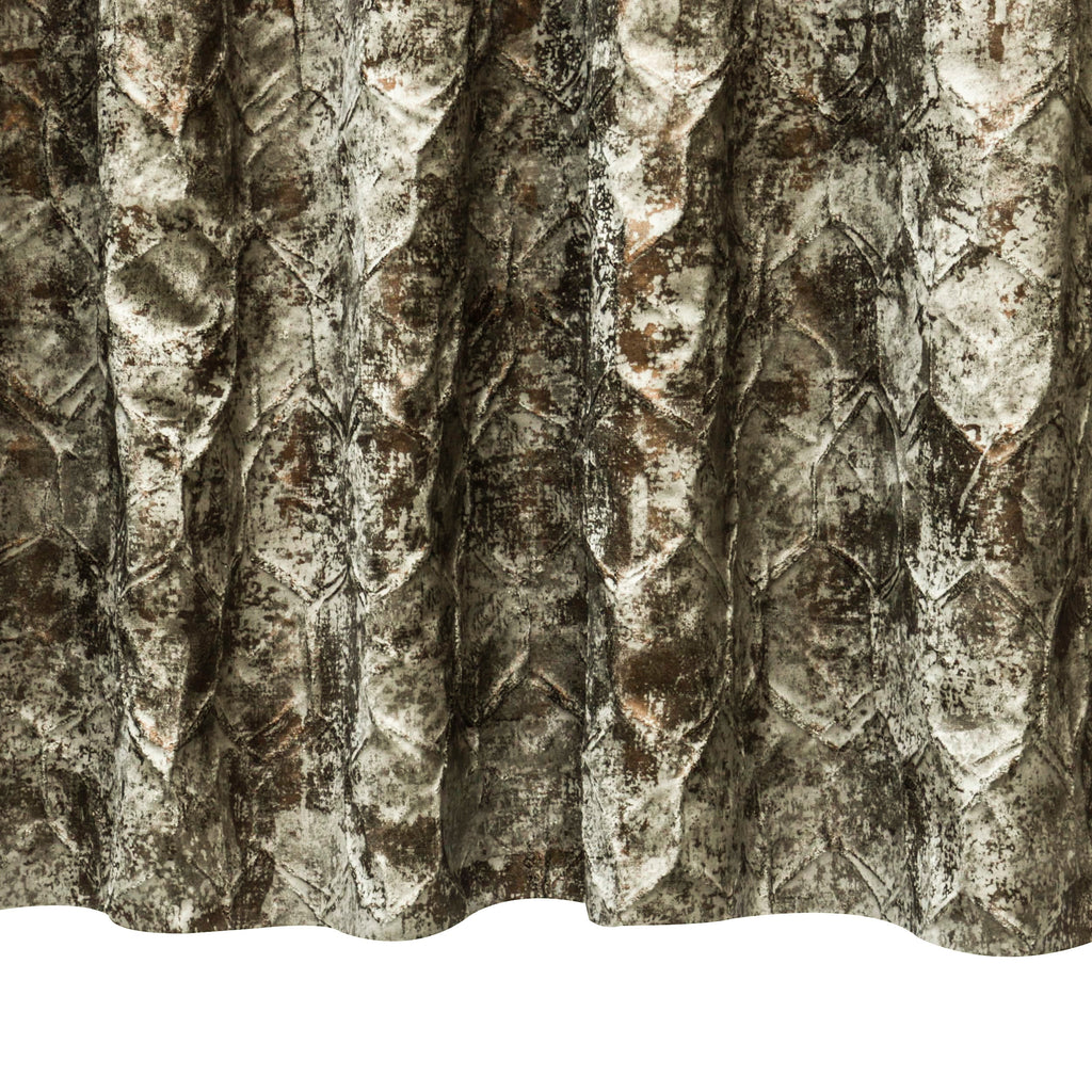 Antique Hexagons Foil Print Jacquard Textured Curtain Panels