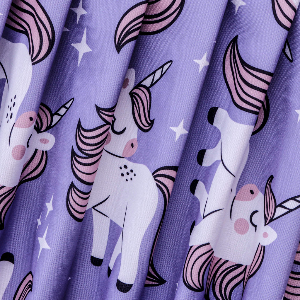 Unicorn Kids Lavender Printed Cotton Curtain Panels