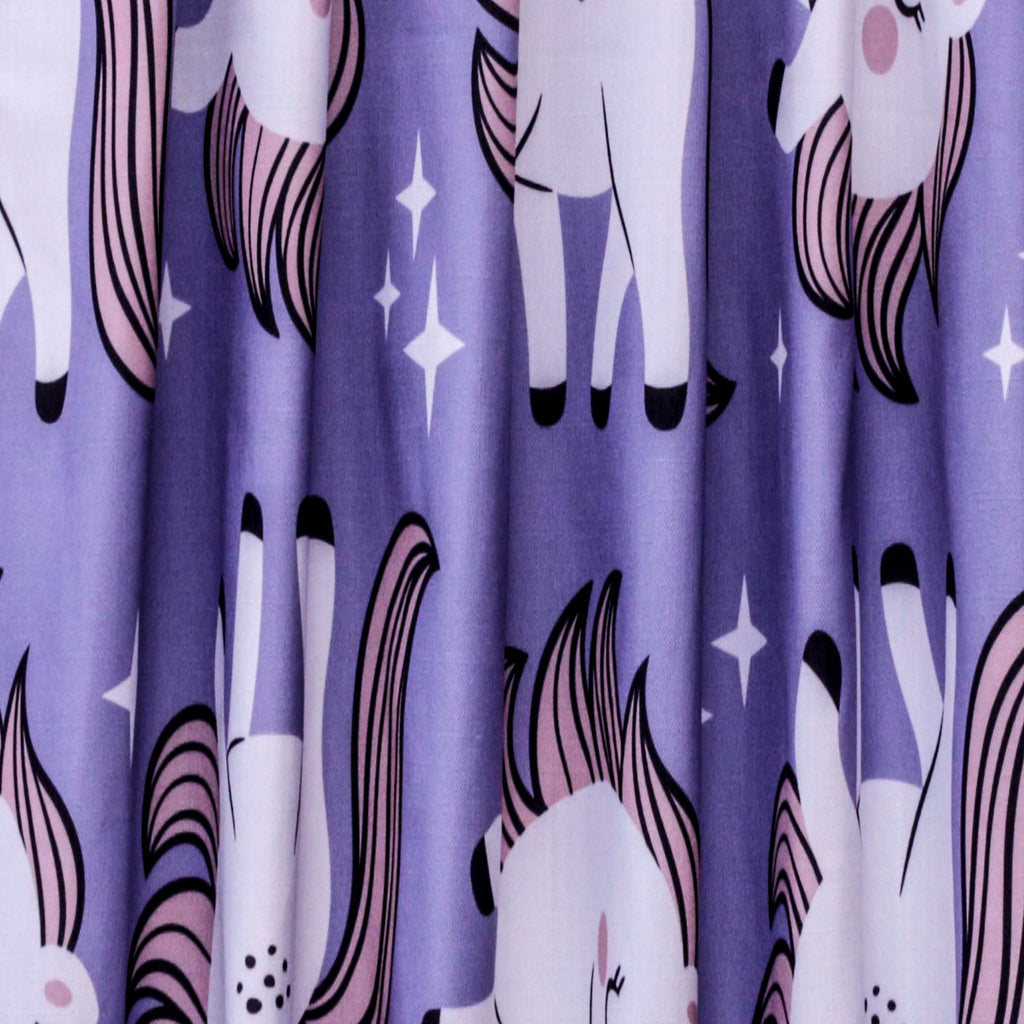 Unicorn Kids Lavender Printed Cotton Curtain Panels