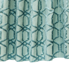 Geometric Aqua Blue Jacquard Weave Textured Curtain Panels
