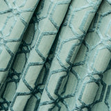 Geometric Aqua Blue Jacquard Weave Textured Curtain Panels