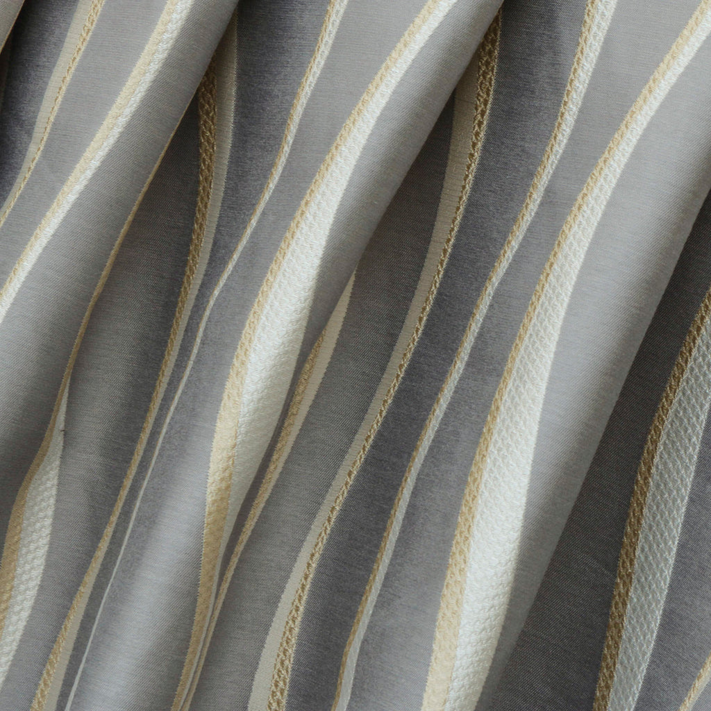 Ivory N Gold Stripes Jacquard Weave Textured Curtain Panels