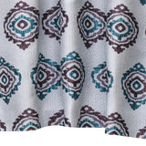 Burgundy Teal Damask Jacquard Weave Textured Curtain Panels