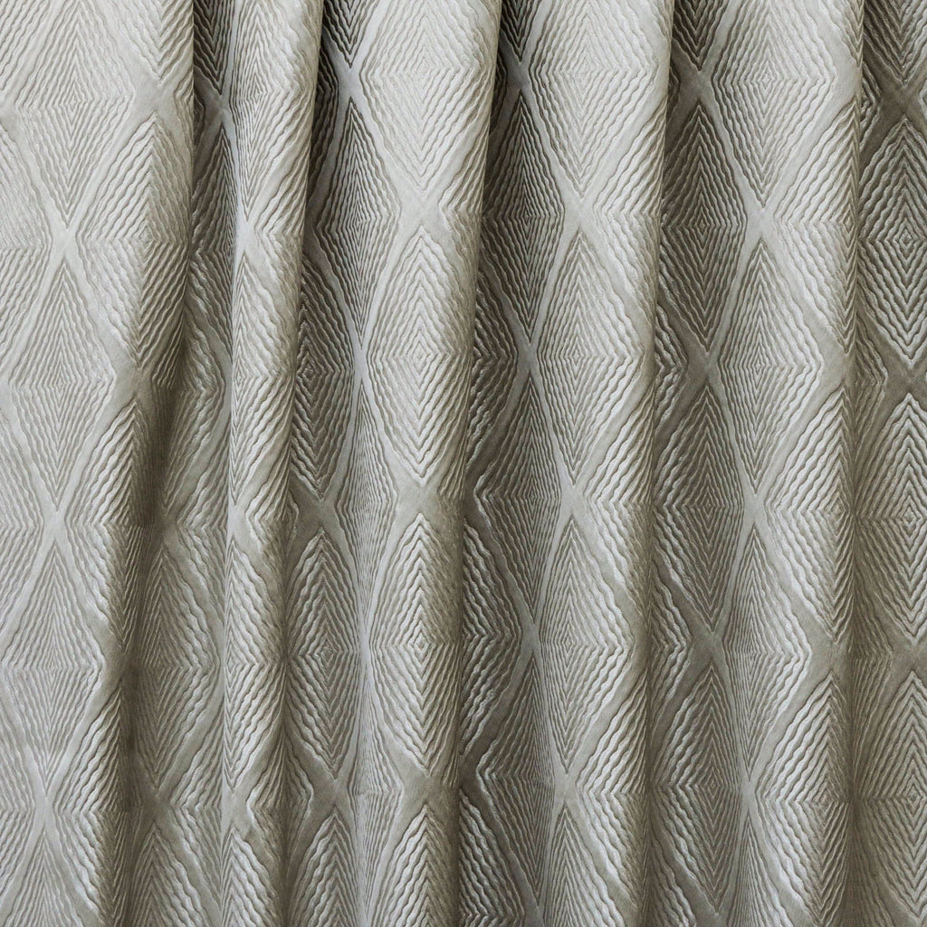 Greyish Beige Textured Diamonds Jacquard Curtain Panels