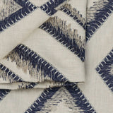 Blue Diamonds Embroidered Cotton Linen Curtain Panels