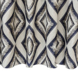 Blue Diamonds Embroidered Cotton Linen Curtain Panels