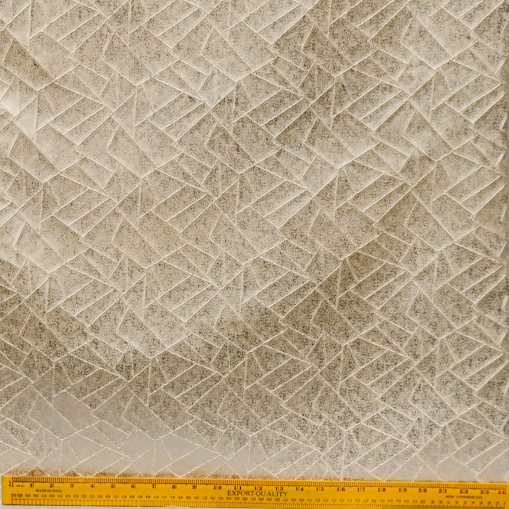 Beige Mosaics Textured Foil Printed Jacquard Curtain Panels