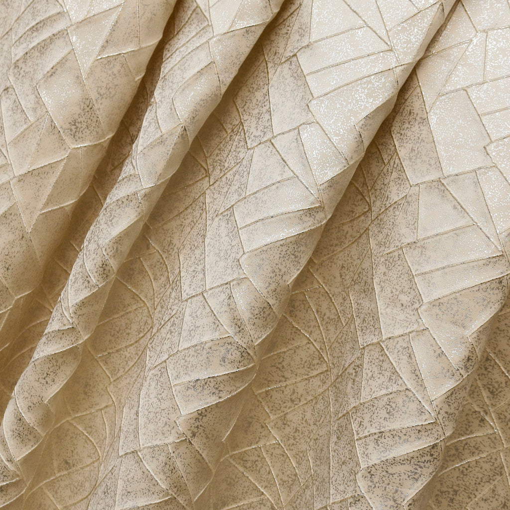 Beige Mosaics Textured Foil Printed Jacquard Curtain Panels
