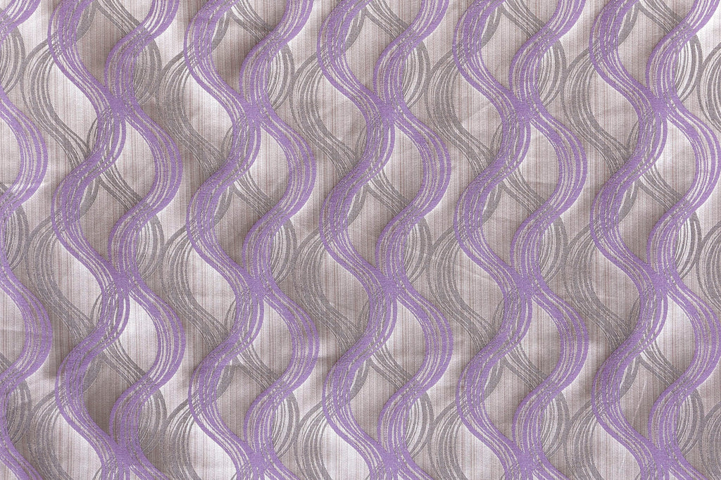 Purple Stripes Jacquard Weave Curtain Panels, Swirls Curtain