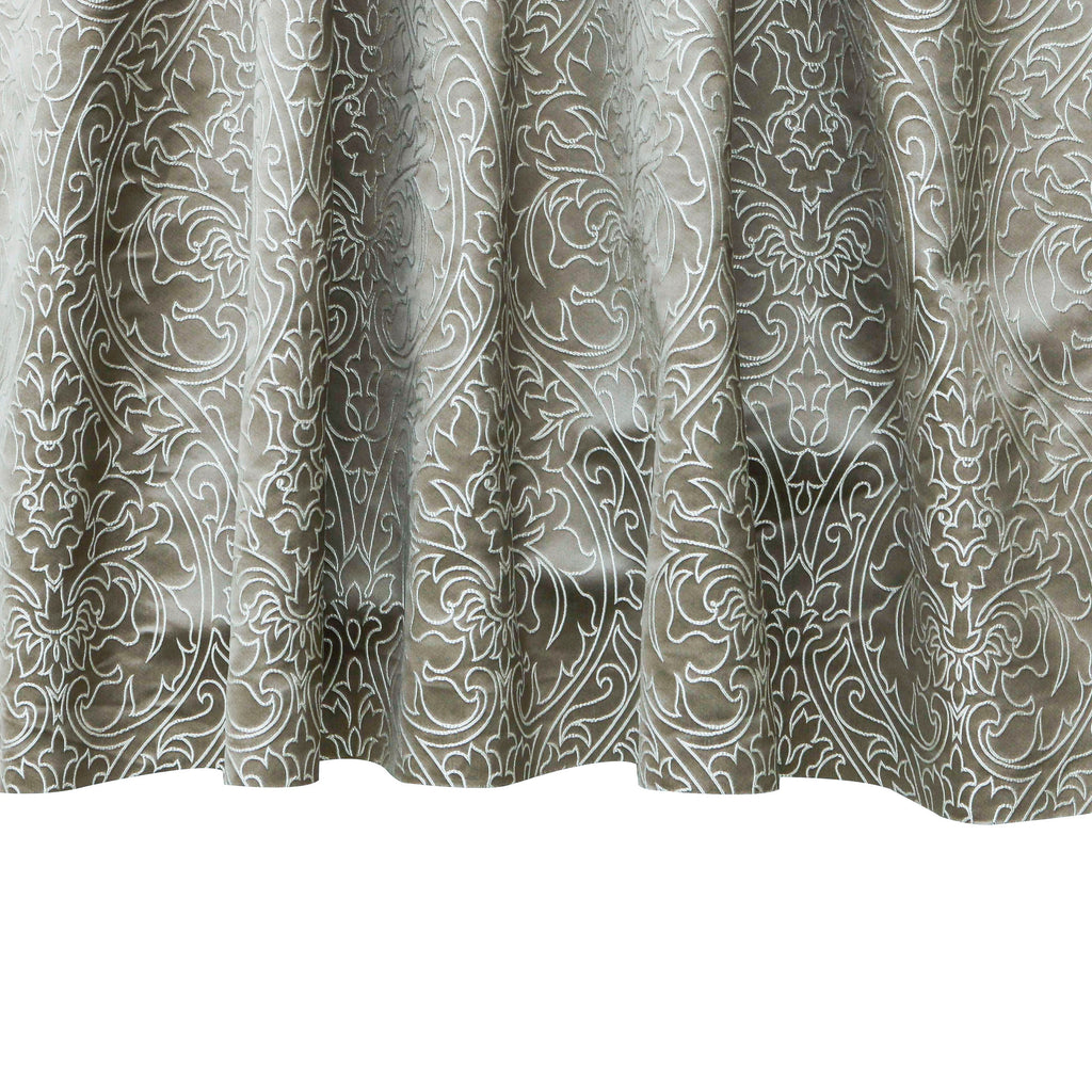 Damask Ornate Embroidered Polyester Weaved Curtain Panels