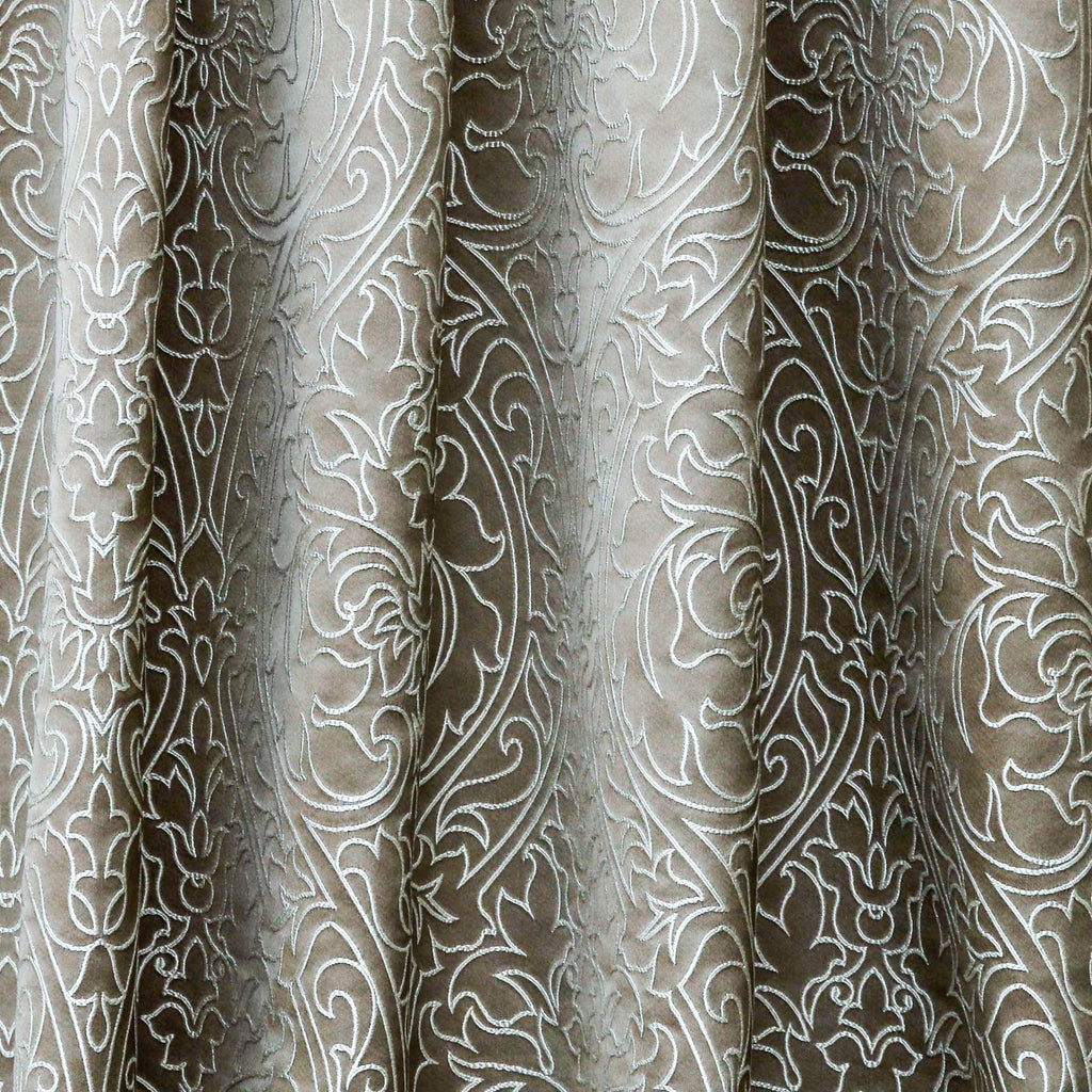 Damask Ornate Embroidered Polyester Weaved Curtain Panels