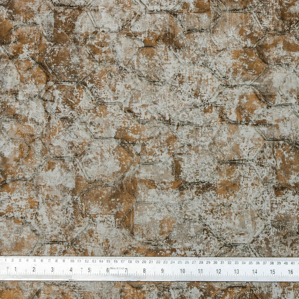 Antique Hexagons Foil Print Jacquard Textured Curtain Panels