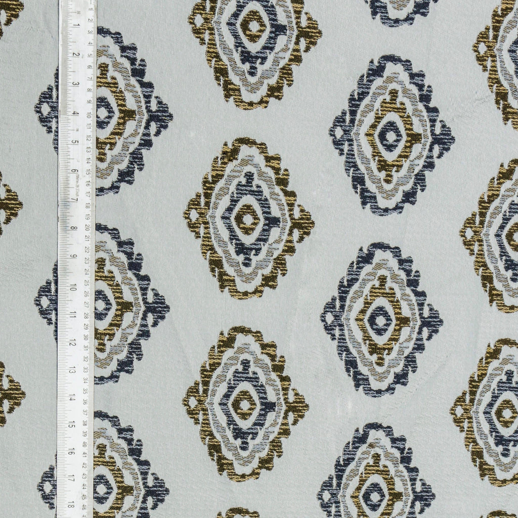 Gold N Grey Damask Jacquard Weave Textured Curtain Panels