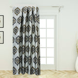 Gold N Grey Damask Jacquard Weave Textured Curtain Panels