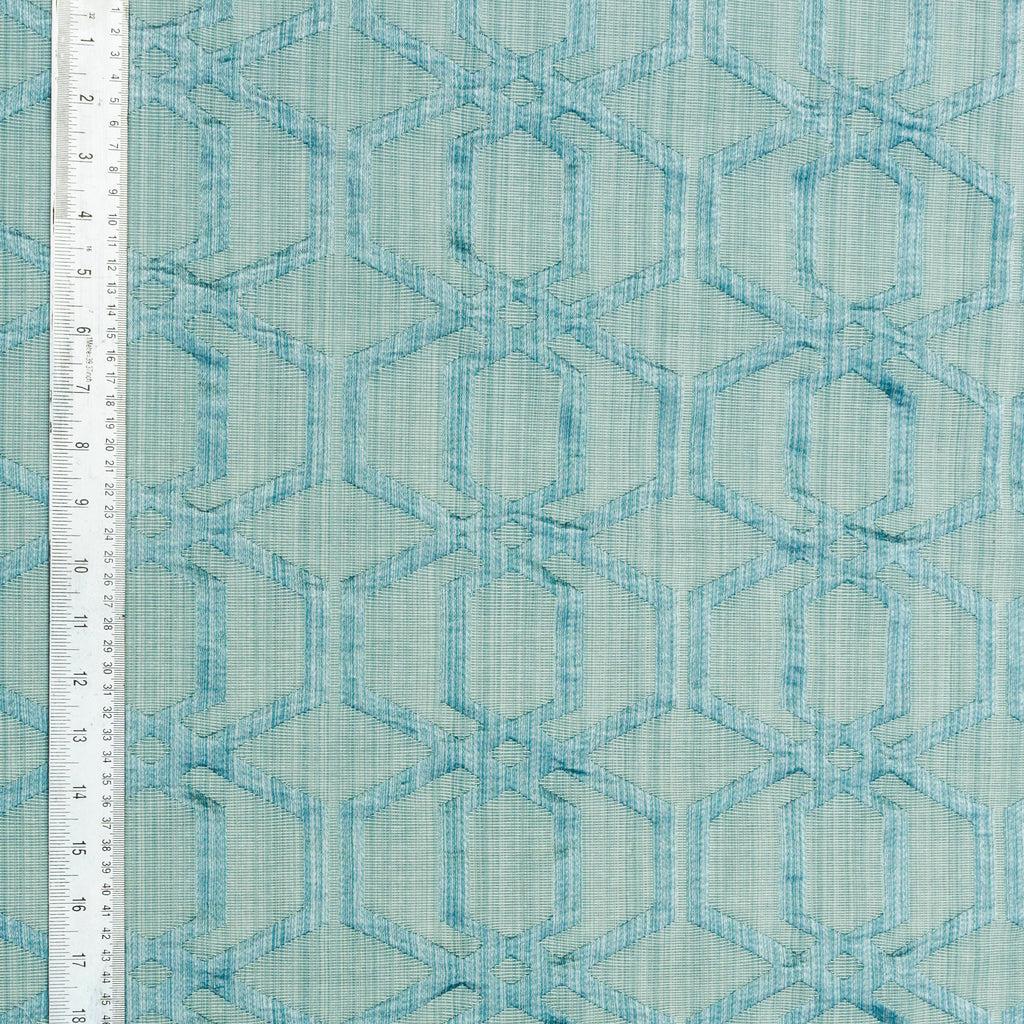 Aqua Blue Jacquard Fabric By The Metre