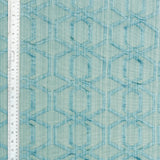 Geometric Aqua Blue Jacquard Weave Textured Curtain Panels