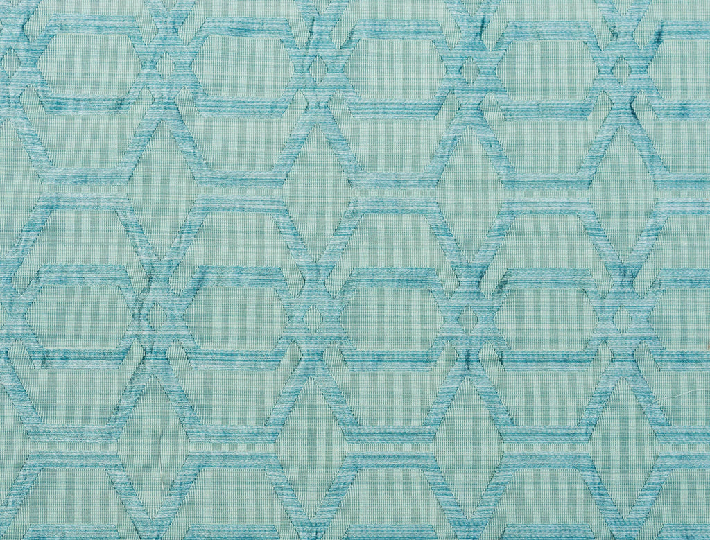 Aqua Blue Jacquard Fabric By The Metre