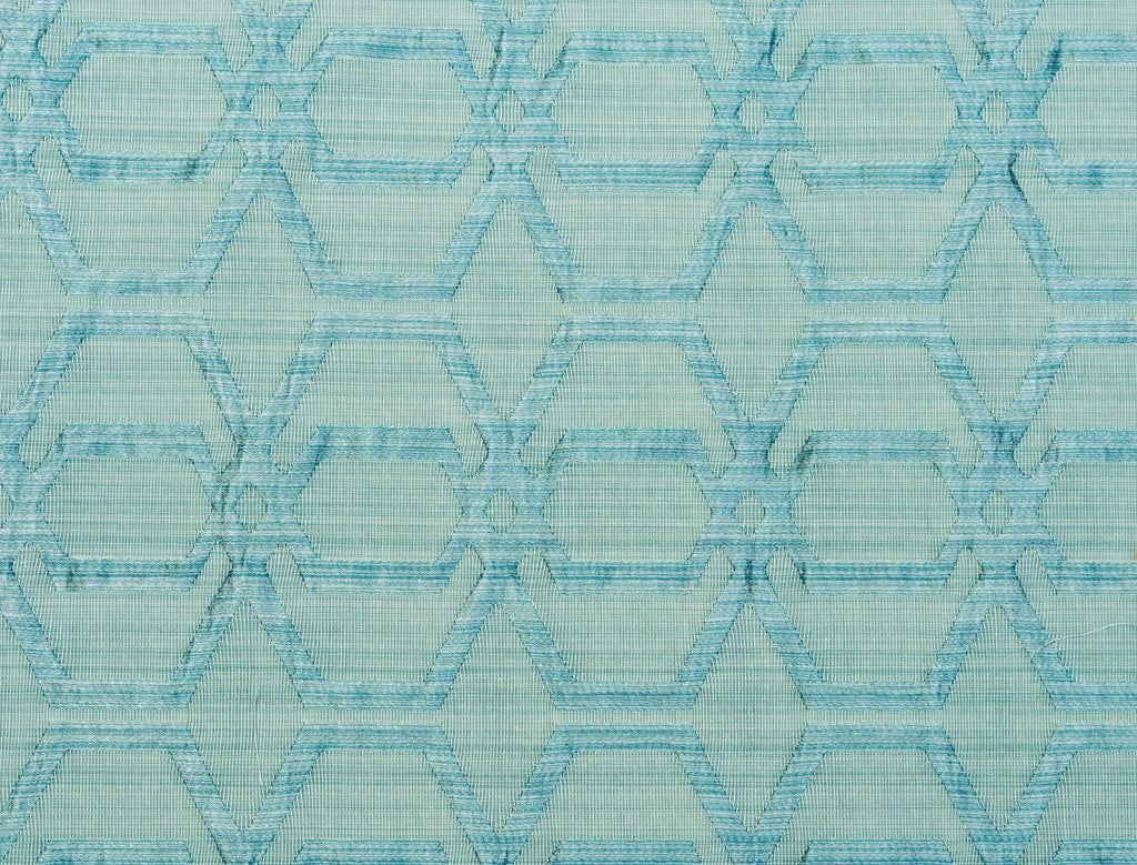 Geometric Aqua Blue Jacquard Weave Textured Curtain Panels