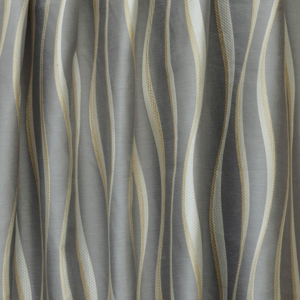 Ivory N Gold Stripes Jacquard Weave Textured Curtain Panels