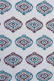 Burgundy Teal Damask Jacquard Weave Textured Curtain Panels