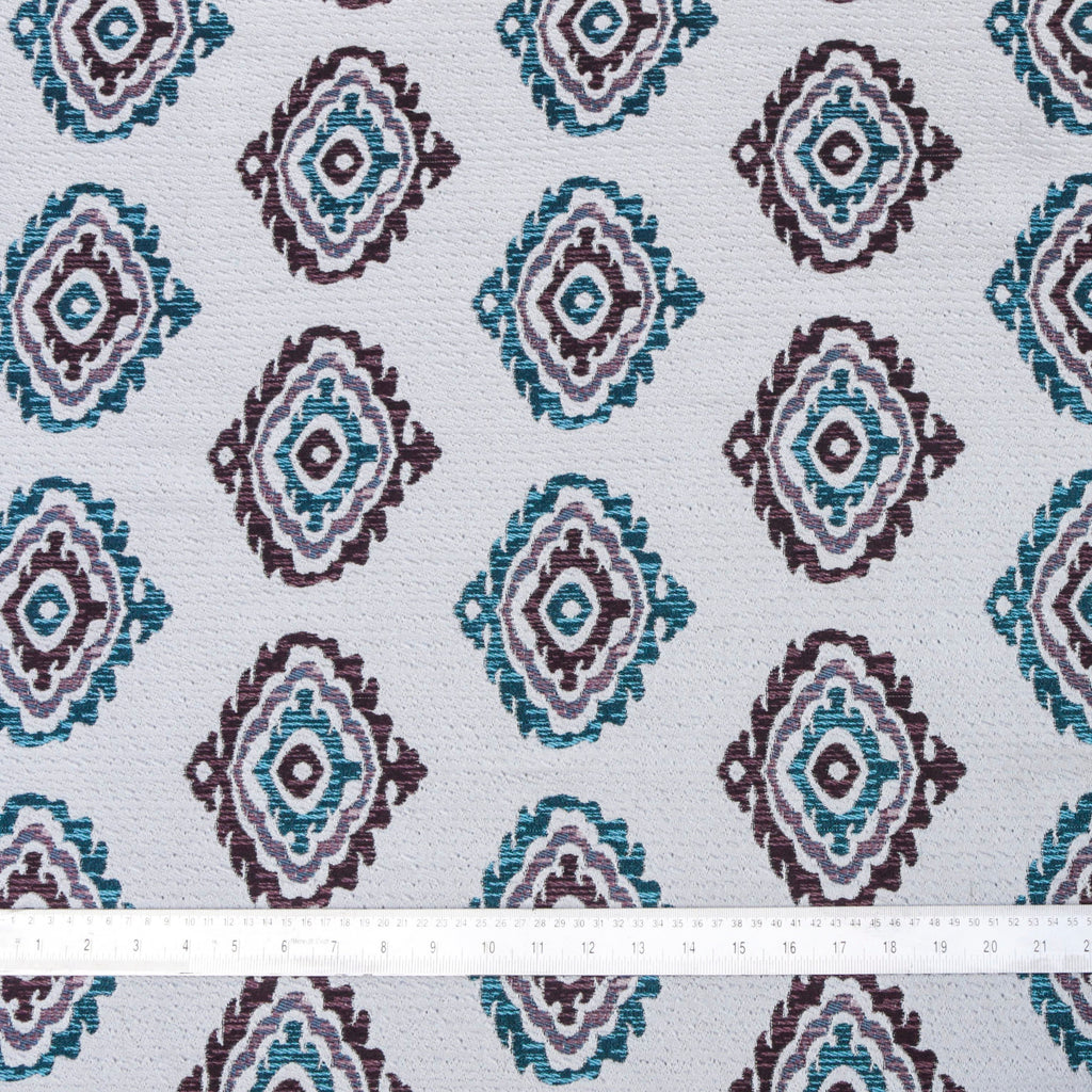 Burgundy Teal Damask Jacquard Weave Textured Curtain Panels