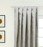 Greyish Beige Textured Diamonds Jacquard Curtain Panels