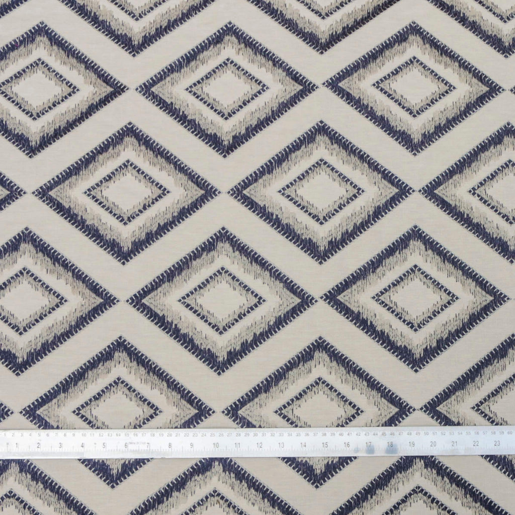 Blue Diamonds Cotton Linen Fabric By The Metre