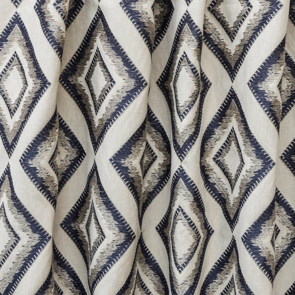 Blue Diamonds Cotton Linen Fabric By The Metre