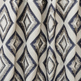 Blue Diamonds Embroidered Cotton Linen Curtain Panels