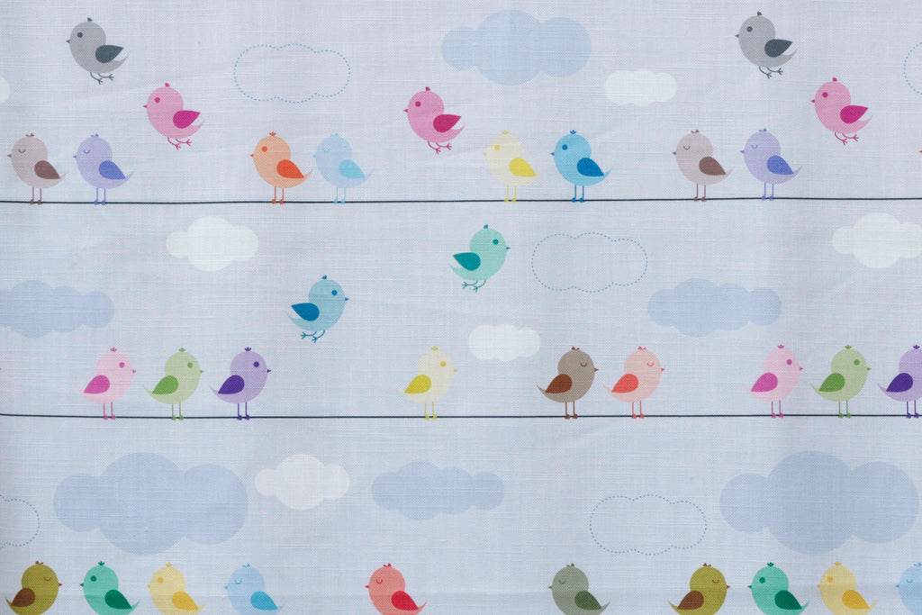 Cute Birds Kids Cotton Fabric By The Metre