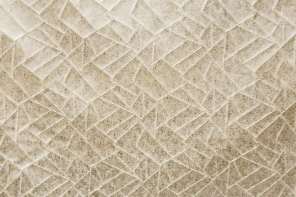 Beige Mosaics Textured Foil Printed Jacquard Curtain Panels